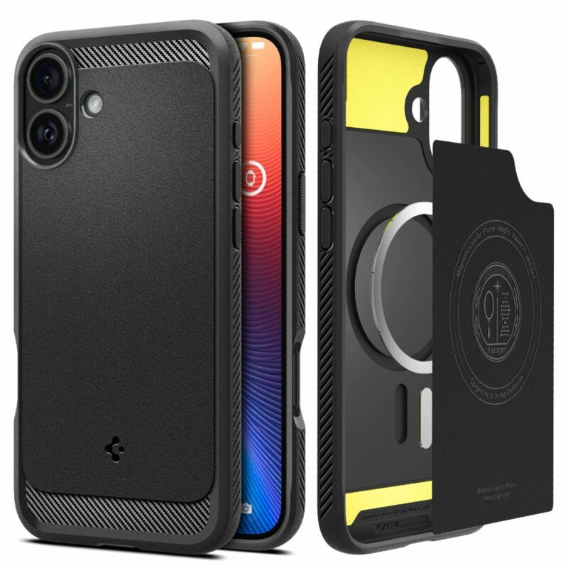 Husa iPhone 16 Plus Spigen Rugged Armor MagSafe, negru mat