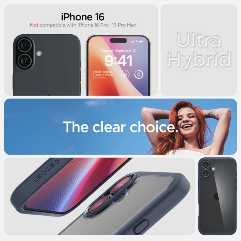 Husa iPhone 16 Spigen Ultra Hybrid, bleumarin