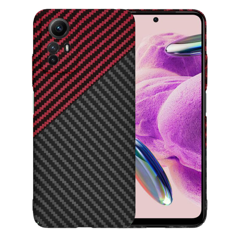 Husa Xiaomi Redmi Note 12S Techsuit Carbonite FiberShell, rosu inchis