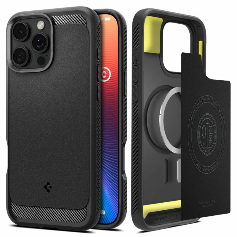 Husa iPhone 16 Pro Max Spigen Rugged Armor MagSafe, negru mat