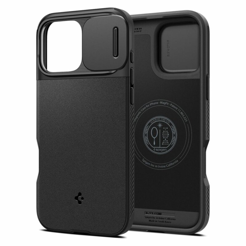 Husa iPhone 16 Pro Max Spigen Optik Armor MagSafe, negru