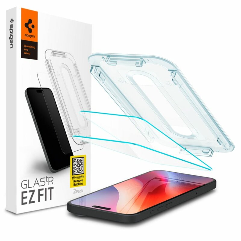 [Pachet 2x] Folie iPhone 16 Pro Max Spigen Glas.tR EZ Fit, transparenta