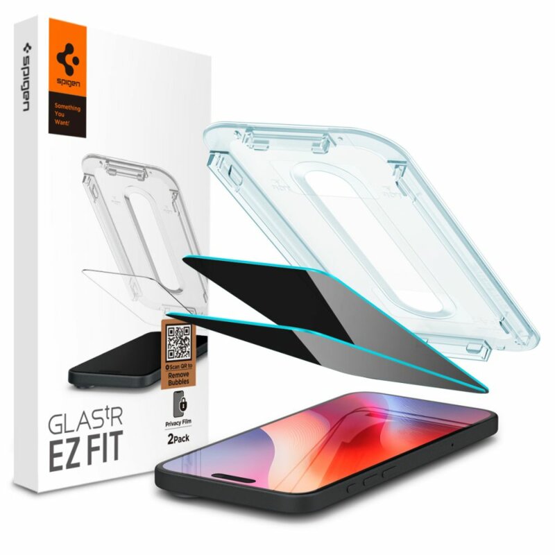 [Pachet 2x] Folie iPhone 16 Pro Max Spigen Glas.tR EZ Fit, privacy