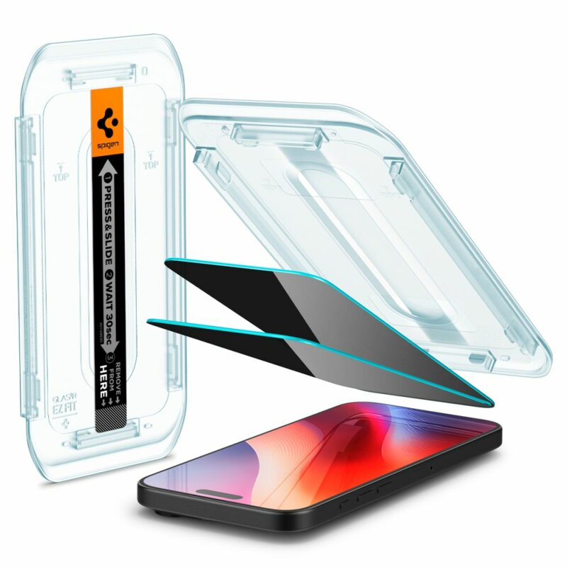 [Pachet 2x] Folie iPhone 16 Pro Max Spigen Glas.tR EZ Fit, privacy