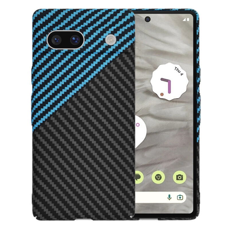 Husa Google Pixel 7a Techsuit Carbonite FiberShell, bleu