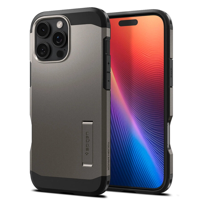 Husa iPhone 16 Pro Max Spigen Tough Armor MagSafe, cenusiu