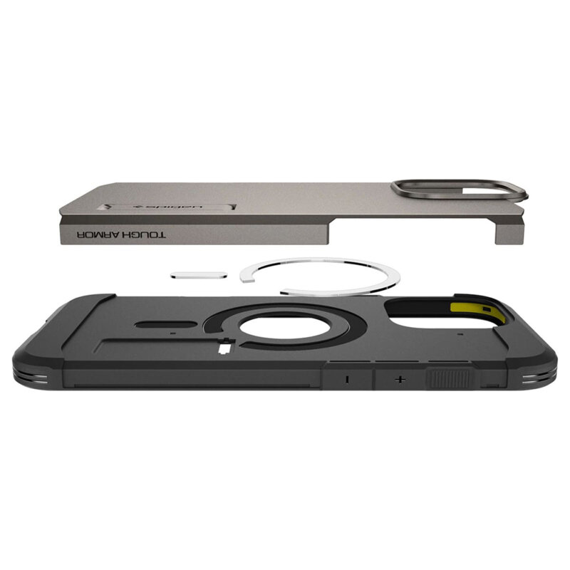 Husa iPhone 16 Pro Max Spigen Tough Armor MagSafe, cenusiu