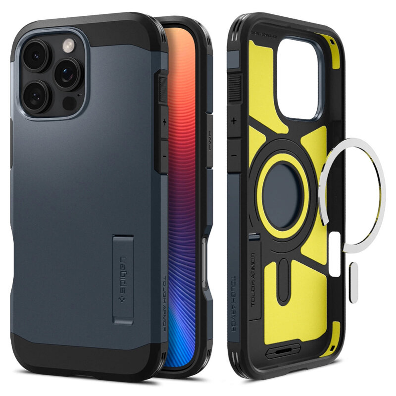 Husa iPhone 16 Pro Max Spigen Tough Armor MagSafe, albastru
