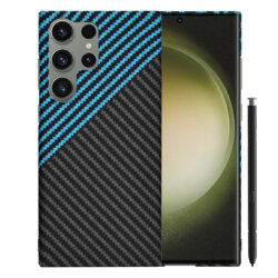 Husa Samsung Galaxy S23 Ultra Techsuit Carbonite FiberShell, bleu