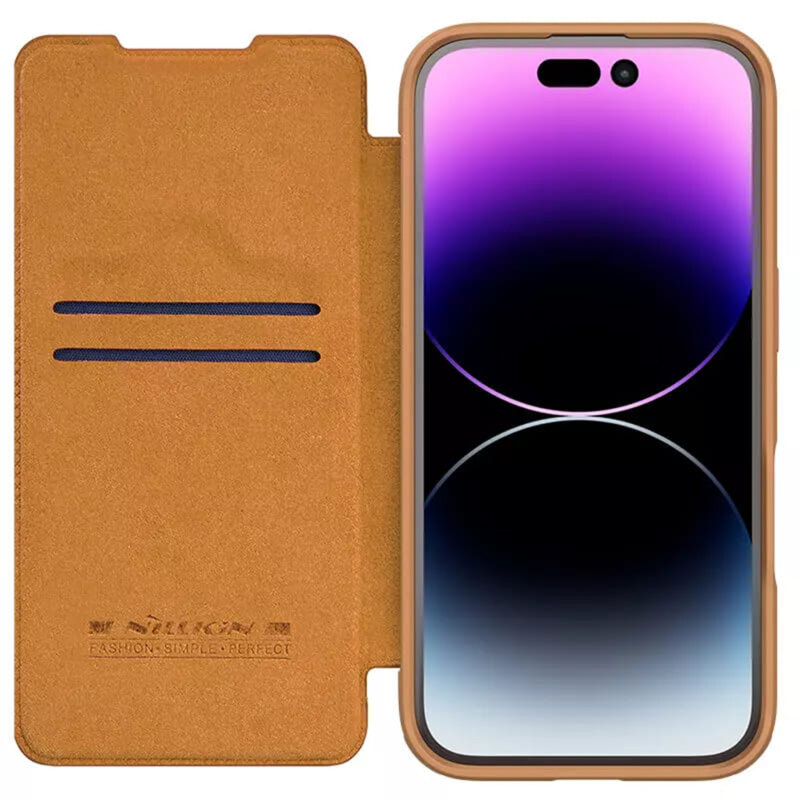 Husa iPhone 16 Nillkin Qin Prop Leather, maro
