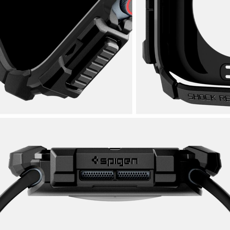 Husa Apple Watch 10 42mm Spigen Rugged Armor, negru