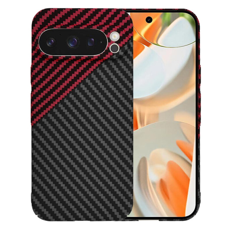 Husa Google Pixel 9 Pro Techsuit Carbonite FiberShell, rosu inchis