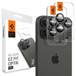 [Pachet 2x] Folie sticla camera iPhone 14 Pro Spigen Glas.tR Optik EZ Fit Pro, negru