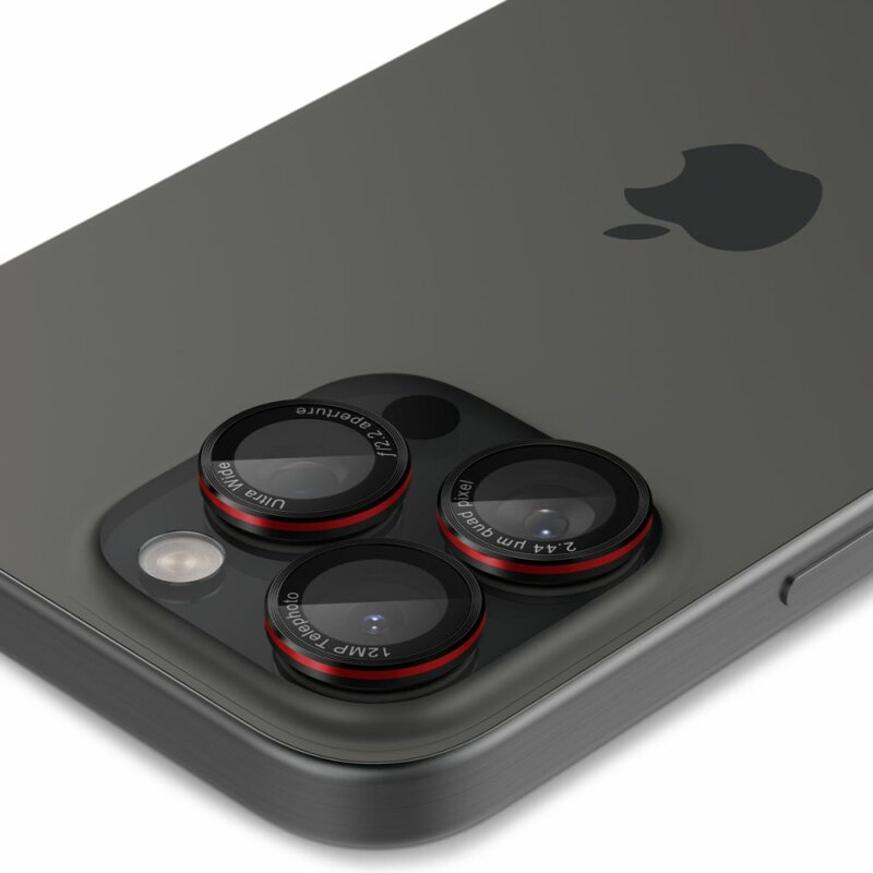 [Pachet 2x] Folie sticla camera iPhone 14 Pro Spigen Glas.tR Optik EZ Fit Pro, negru