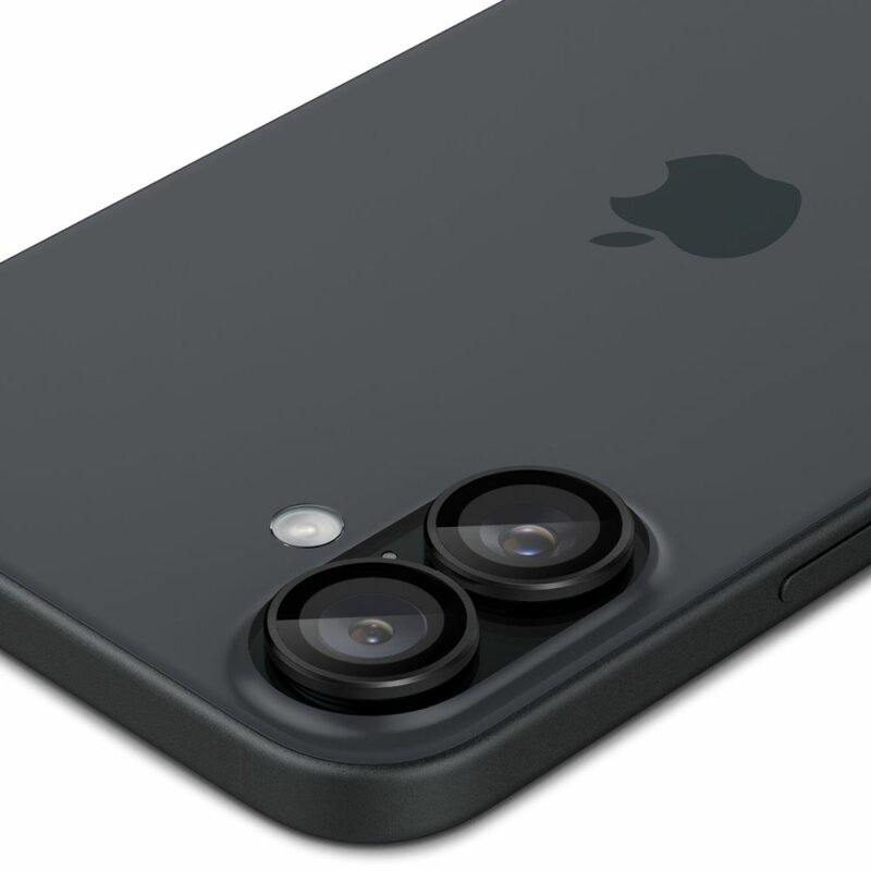 [Pachet 2x] Folie sticla camera iPhone 16 Spigen Glas.tR Optik EZ Fit Pro, negru