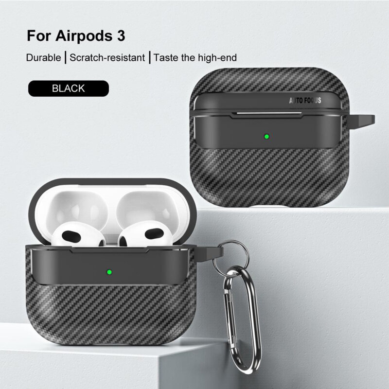 Husa AirPods 3 Techsuit CarbonFiber, negru