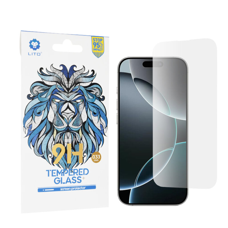 Folie sticla iPhone 16 Pro Lito 9H Tempered Glass, transparenta