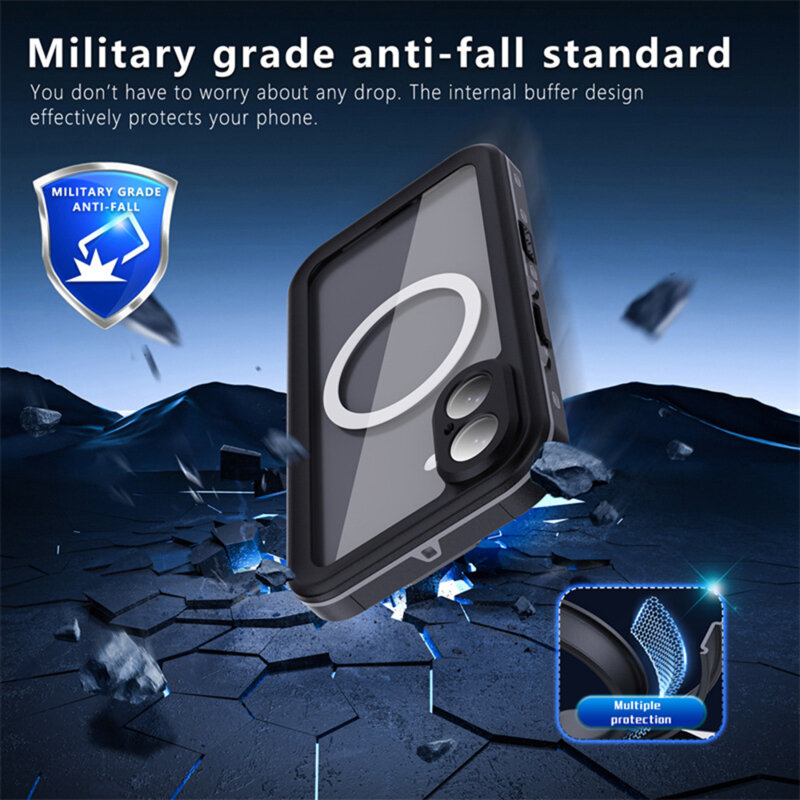 Husa impermeabila iPhone 16 ShellBox Waterproof IP68, negru