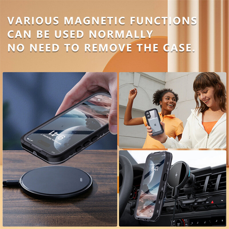 Husa impermeabila iPhone 16 ShellBox Waterproof IP68, negru