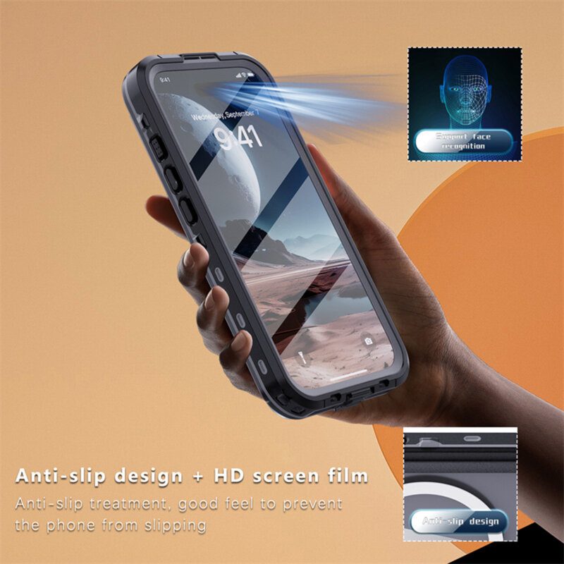 Husa impermeabila iPhone 16 ShellBox Waterproof IP68, negru