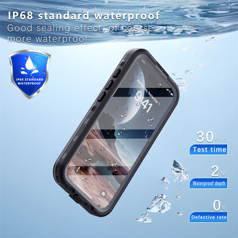 Husa impermeabila iPhone 16 Plus ShellBox Waterproof IP68, negru