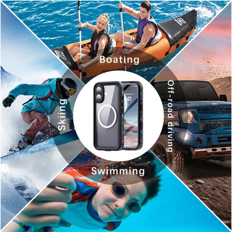 Husa impermeabila iPhone 16 Plus ShellBox Waterproof IP68, negru