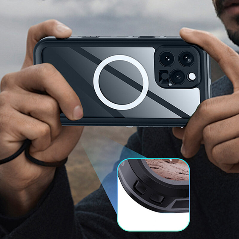 Husa impermeabila iPhone 16 Pro ShellBox Waterproof IP68, negru