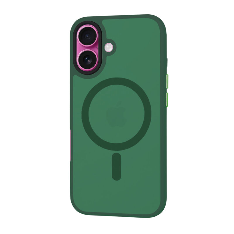 Husa iPhone 16 Plus Techsuit HaloFrost MagSafe Series, verde inchis