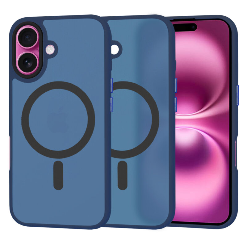 Husa iPhone 16 Plus Techsuit HaloFrost MagSafe Series, bleumarin