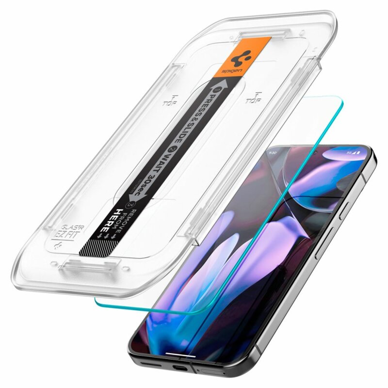 [Pachet 2x] Folie Google Pixel 9 Pro Spigen Glas.tR EZ Fit, transparenta
