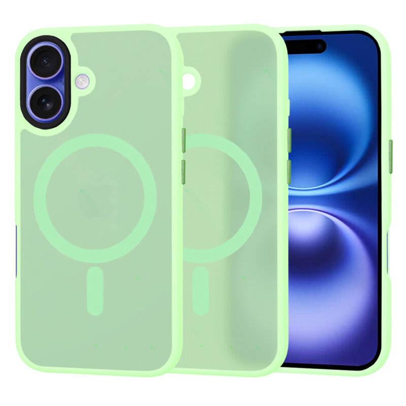 Husa iPhone 16 Techsuit HaloFrost MagSafe Series, verde deschis