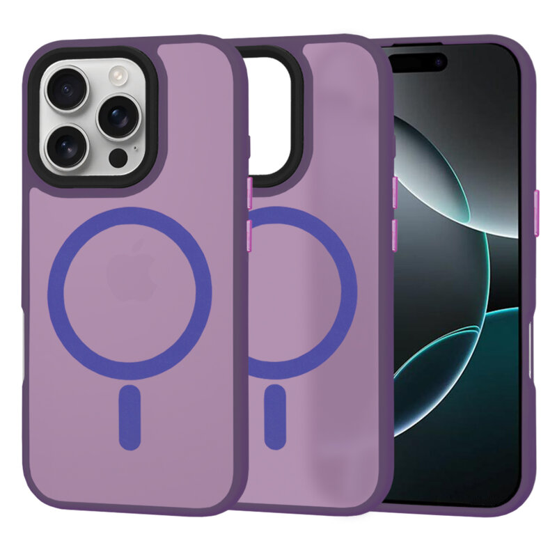 Husa iPhone 16 Pro Techsuit HaloFrost MagSafe Series, mov inchis
