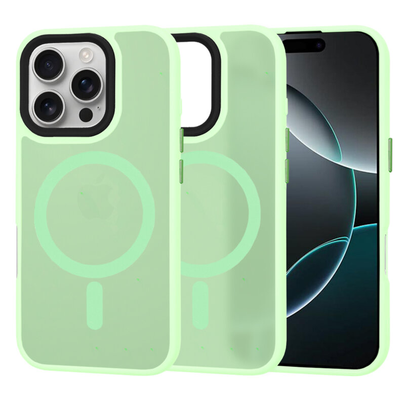 Husa iPhone 16 Pro Techsuit HaloFrost MagSafe Series, verde deschis