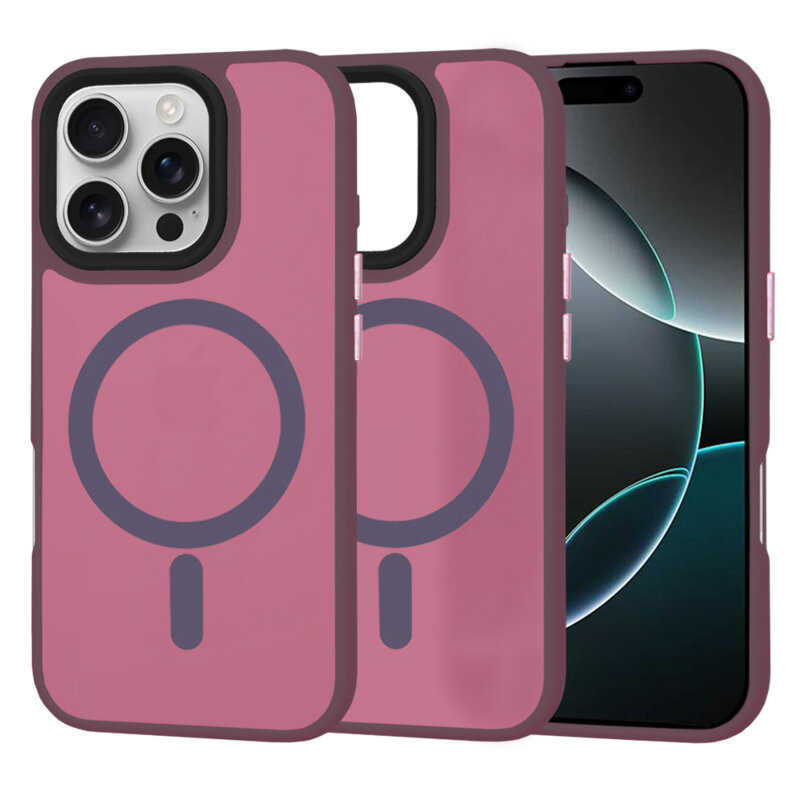 Husa iPhone 16 Pro Techsuit HaloFrost MagSafe Series, bordo