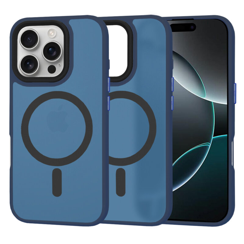 Husa iPhone 16 Pro Techsuit HaloFrost MagSafe Series, bleumarin