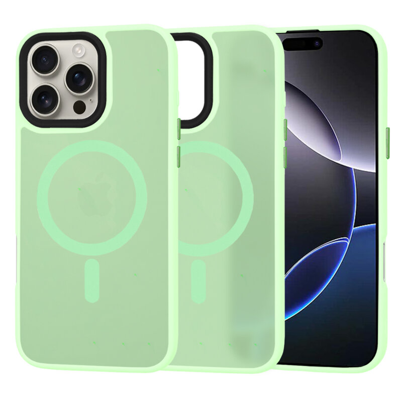 Husa iPhone 16 Pro Max Techsuit HaloFrost MagSafe Series, verde deschis