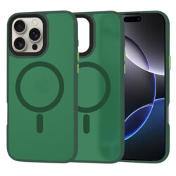 Husa iPhone 16 Pro Max Techsuit HaloFrost MagSafe Series, verde inchis