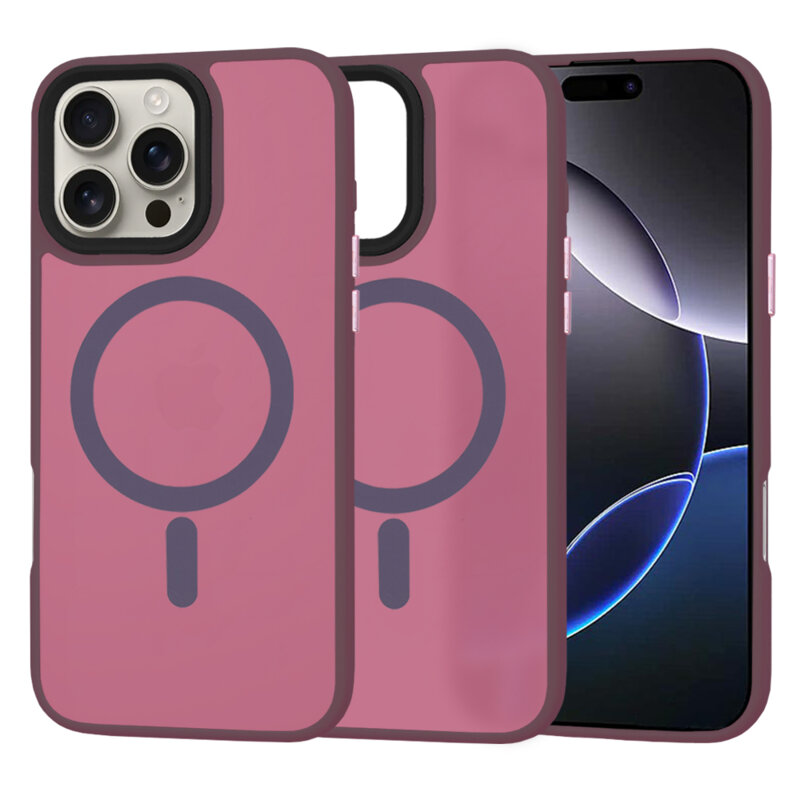 Husa iPhone 16 Pro Max Techsuit HaloFrost MagSafe Series, bordo