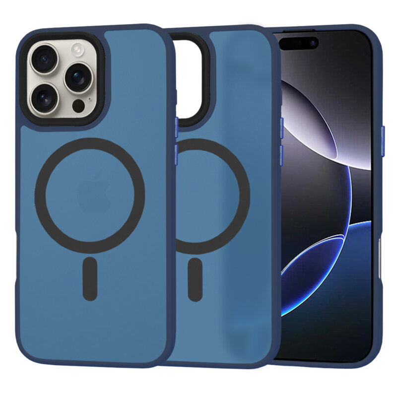 Husa iPhone 16 Pro Max Techsuit HaloFrost MagSafe Series, bleumarin