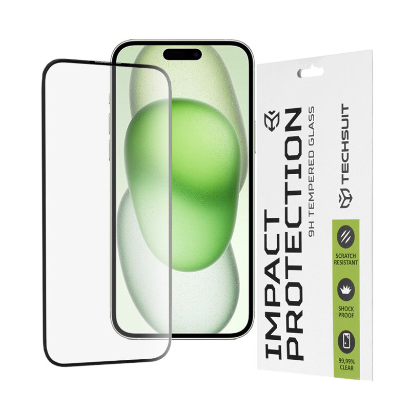 Folie sticla iPhone 15 Plus Techsuit 111D Full Glue Full Cover, negru