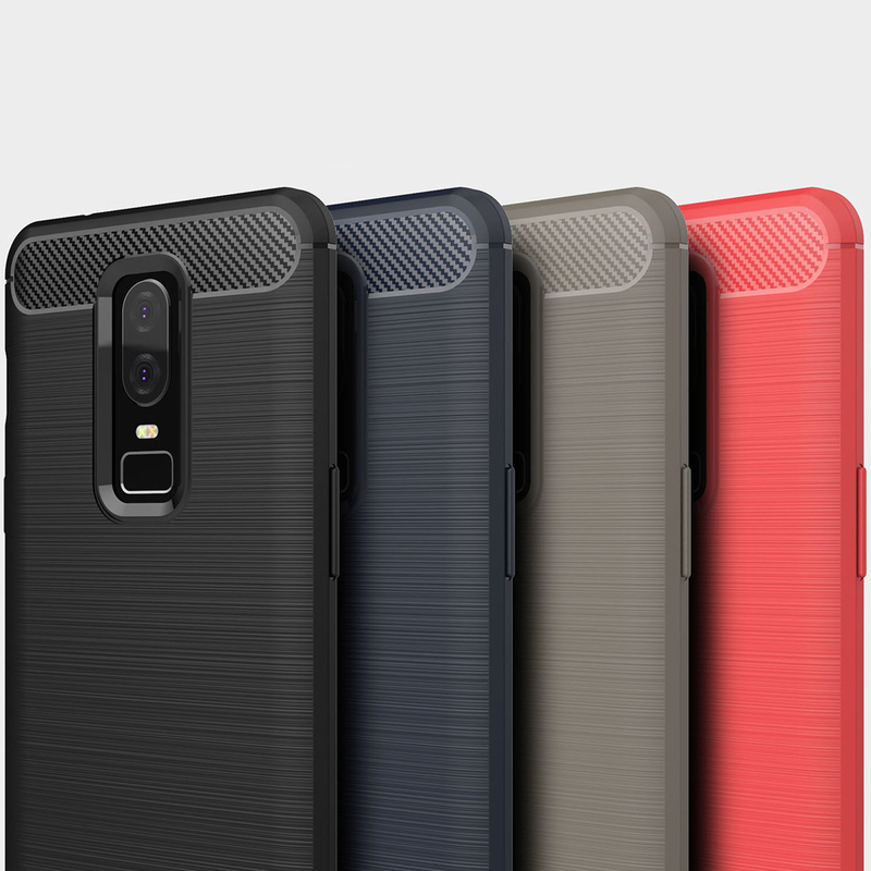 Husa OnePlus 6 Techsuit Carbon Silicone, rosu