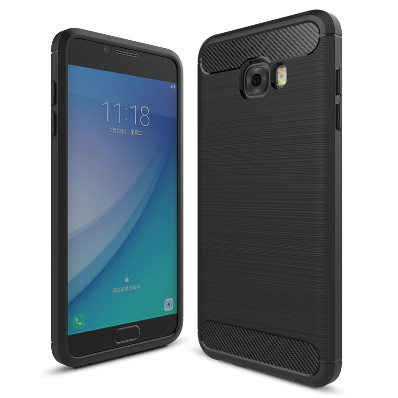 Husa Samsung Galaxy C5 Pro Techsuit Carbon Silicone, negru